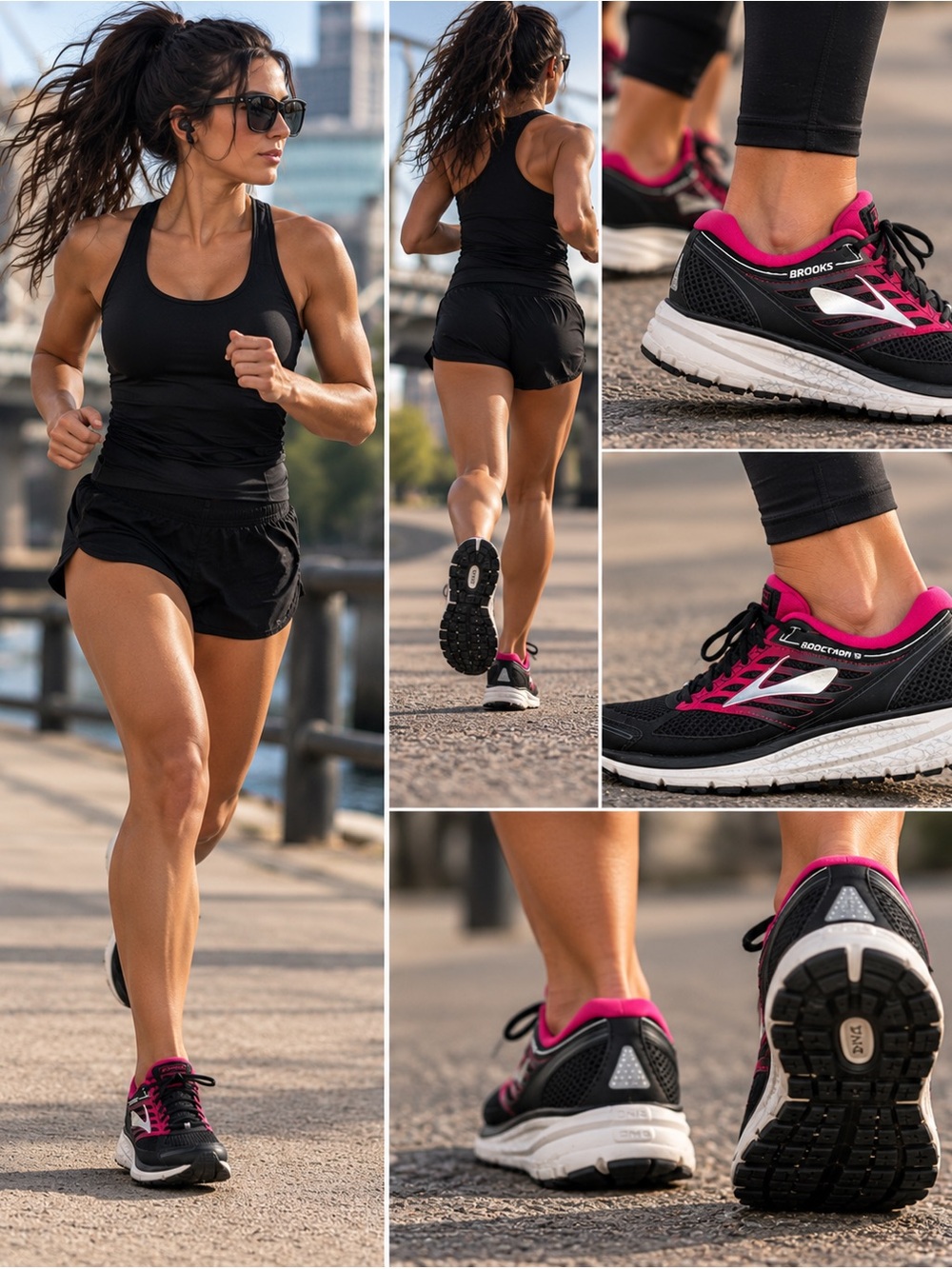 Brooks Addiction 13 Women’s 11.5 Running Shoes Black Pink White Athletic Sneaker